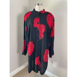 Vintage Sharon Anthony Womens Plus 26W Floral‎ Button Up Tunic Top Jacket